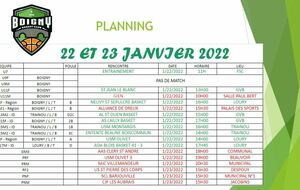 MATCHES DU 22 ET 23 JANVIER 2022