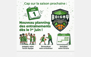 🏀 Cap sur la saison prochaine : Nouveau planning des entraînements dès le 1er juin !