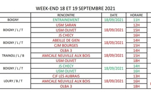 Matches du week-end 18/19 septembre