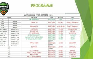 Matches du week-end 2/3 octobre