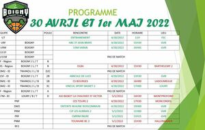 MATCHES DU 30 AVRIL ET 1ER MAI 2022