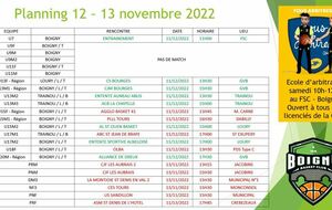 MATCHES DU 12 ET 13 NOVEMBRE 2022