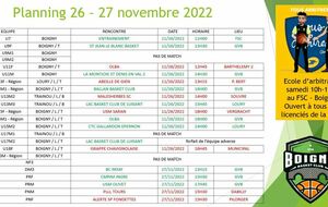 MATCHES DU 26 ET 27 NOVEMBRE 2022