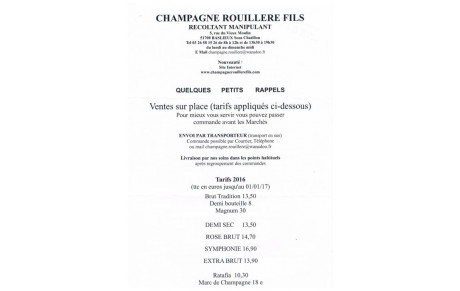 Champagne Rouillère le dimanche 27 novembre