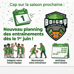🏀 Cap sur la saison prochaine : Nouveau planning des entraînements dès le 1er juin !